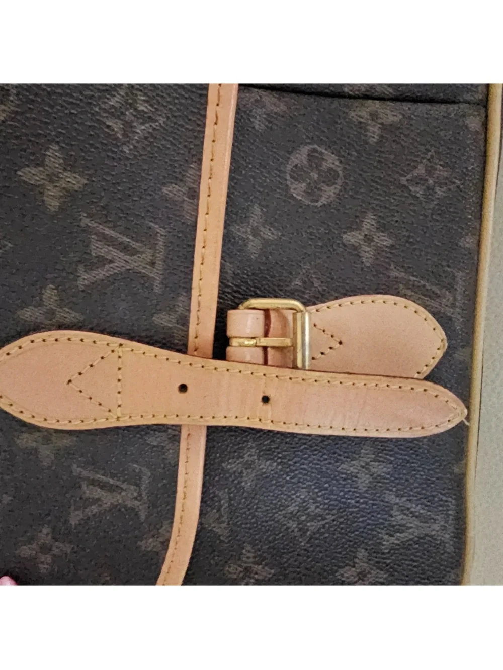 LV Brown Monogram Canvas Messenger Bag with Natural Vachetta Trim